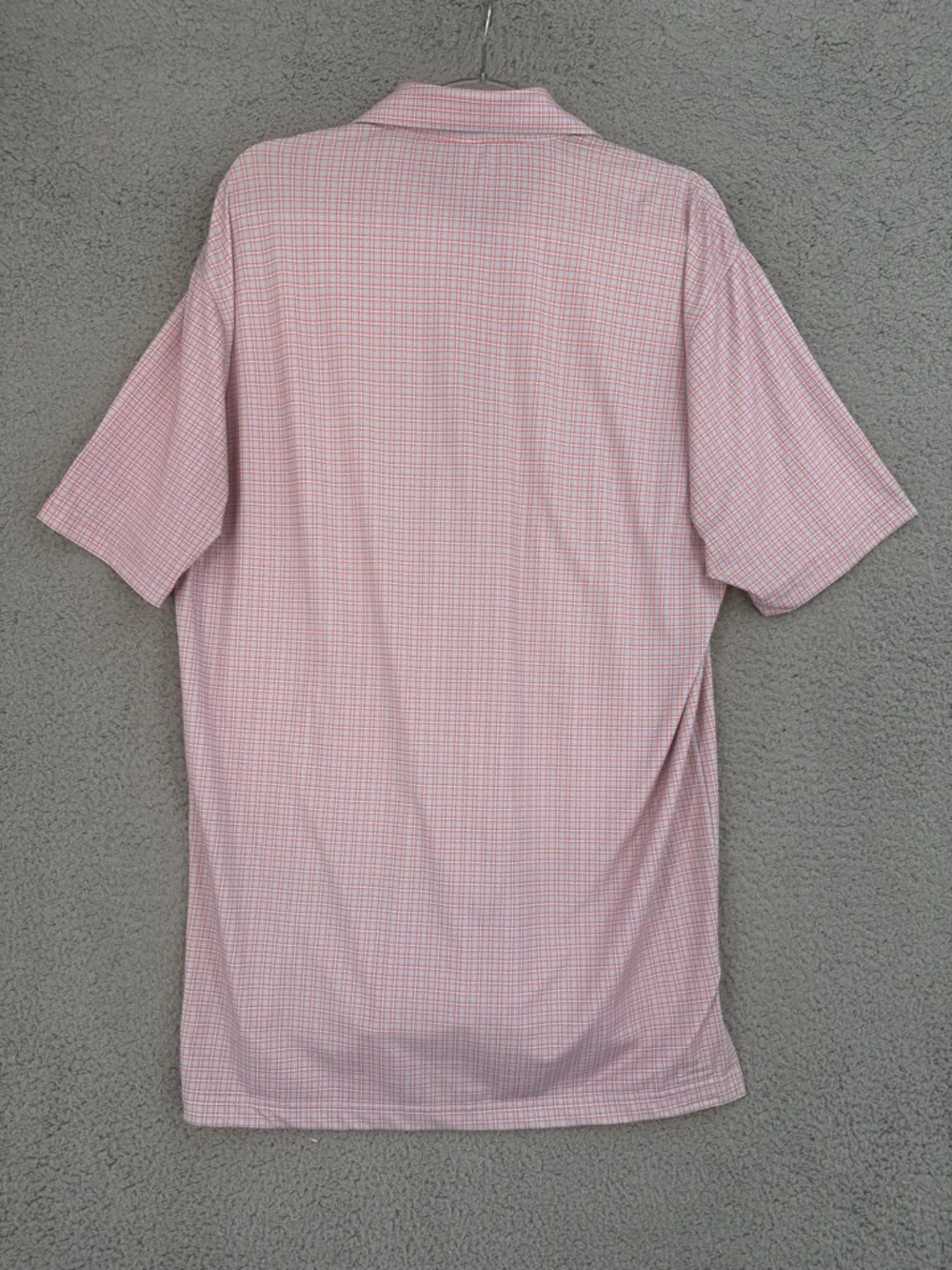 Turtleson Golf shirt Men's Medium short sleeve Pink Checkered Polo Stretch